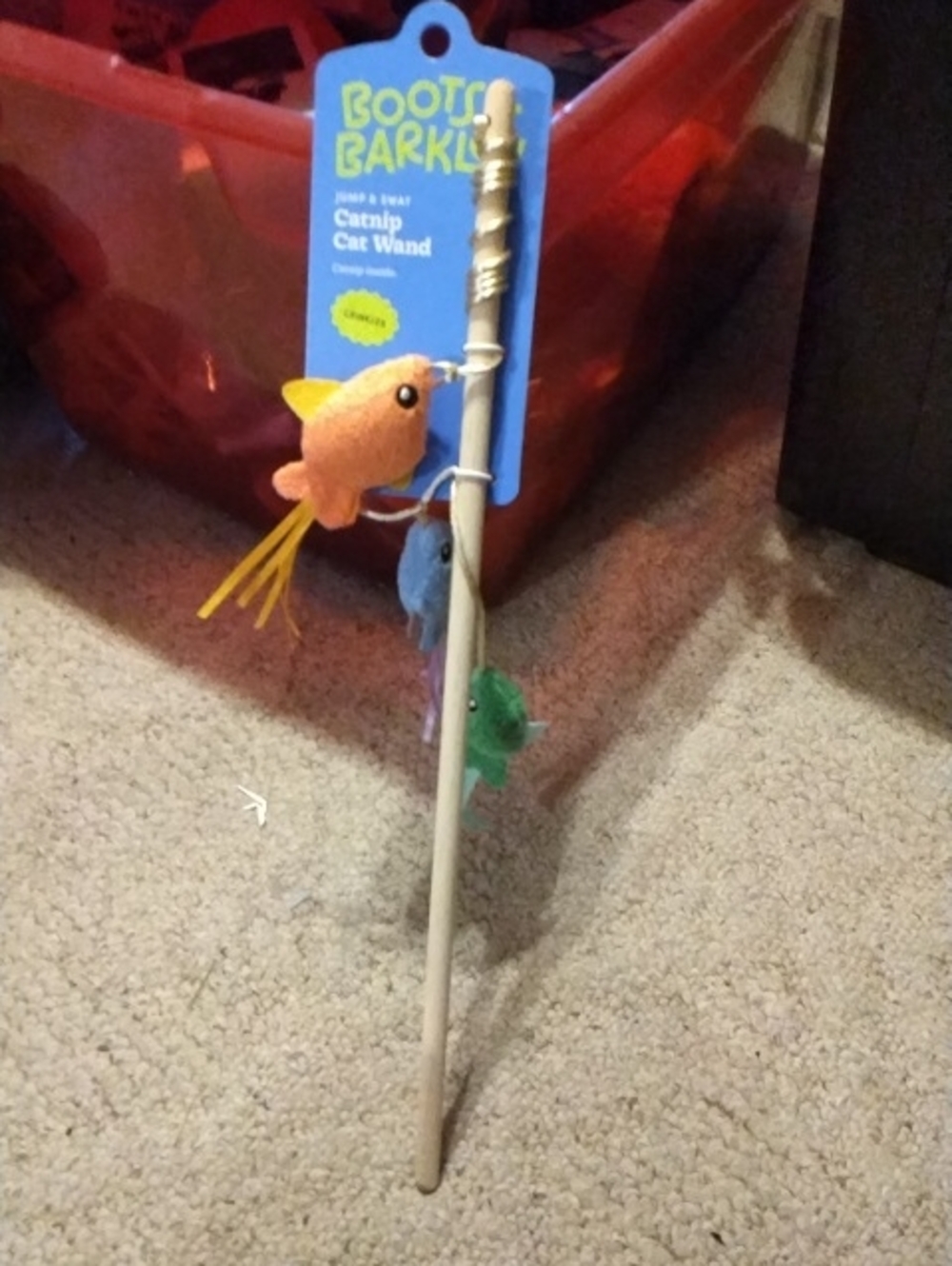 Boots & Barkley Orange, Blue & Green Catnip Fish Wand Toy